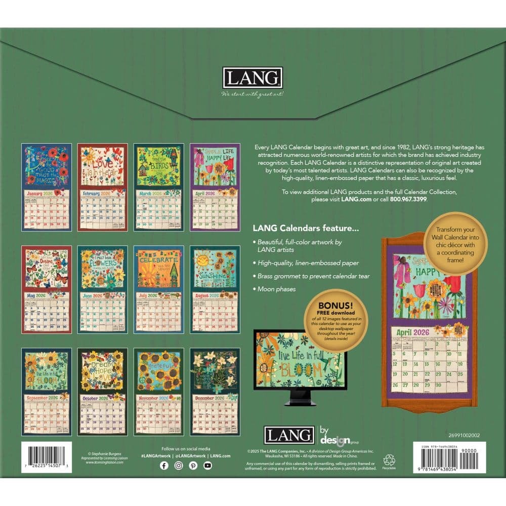 Painted Peace 2026 Wall Calendar by Stephanie Burgess_ALT2