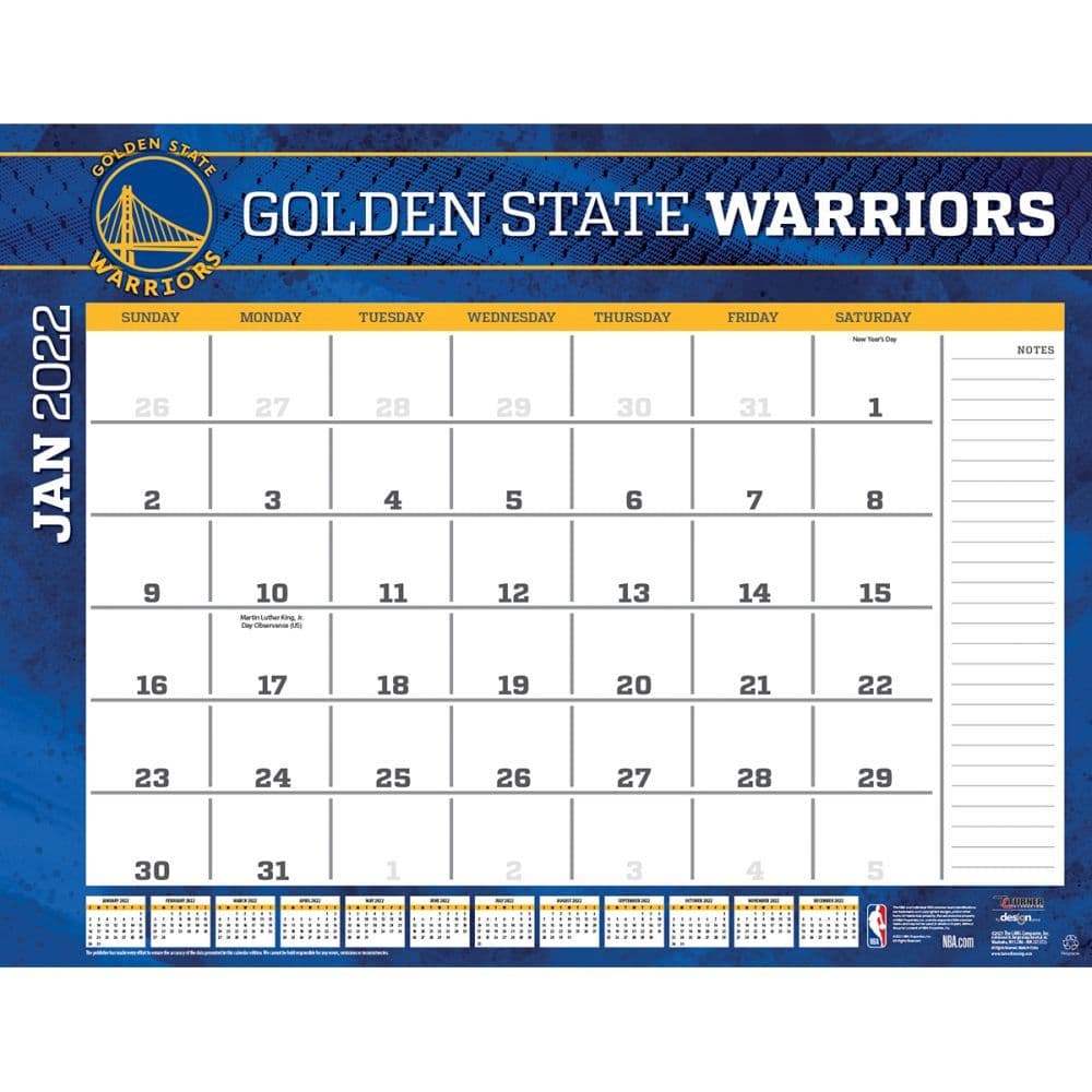 NBA Golden State Warriors 2022 Desk Pad - Calendars.com