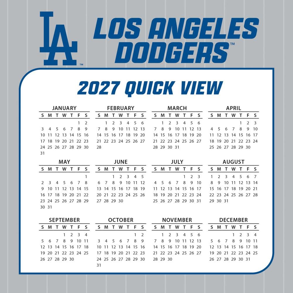 MLB Los Angeles Dodgers 2027 Desk Calendar Fourth Alternate Image