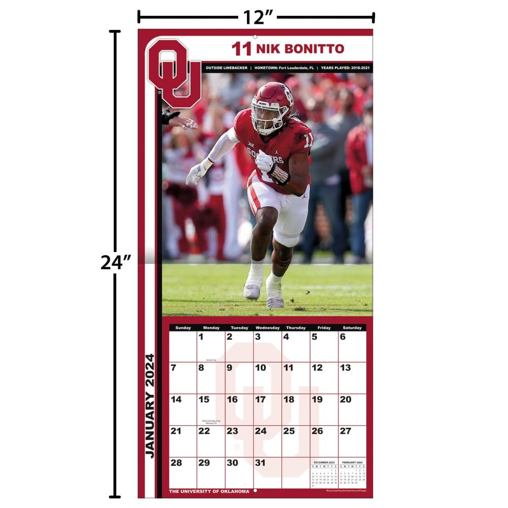 COL Oklahoma Sooners 2024 Wall Calendar Fourth Alternate Image width=&quot;1000&quot; height=&quot;1000&quot;