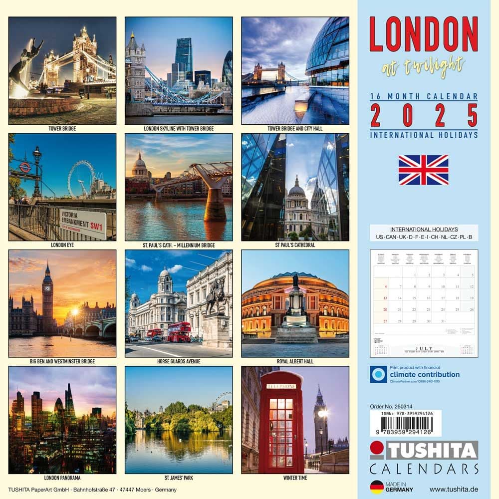 London At Twilight 2025 Wall Calendar First Alternate Image width="1000" height="1000"