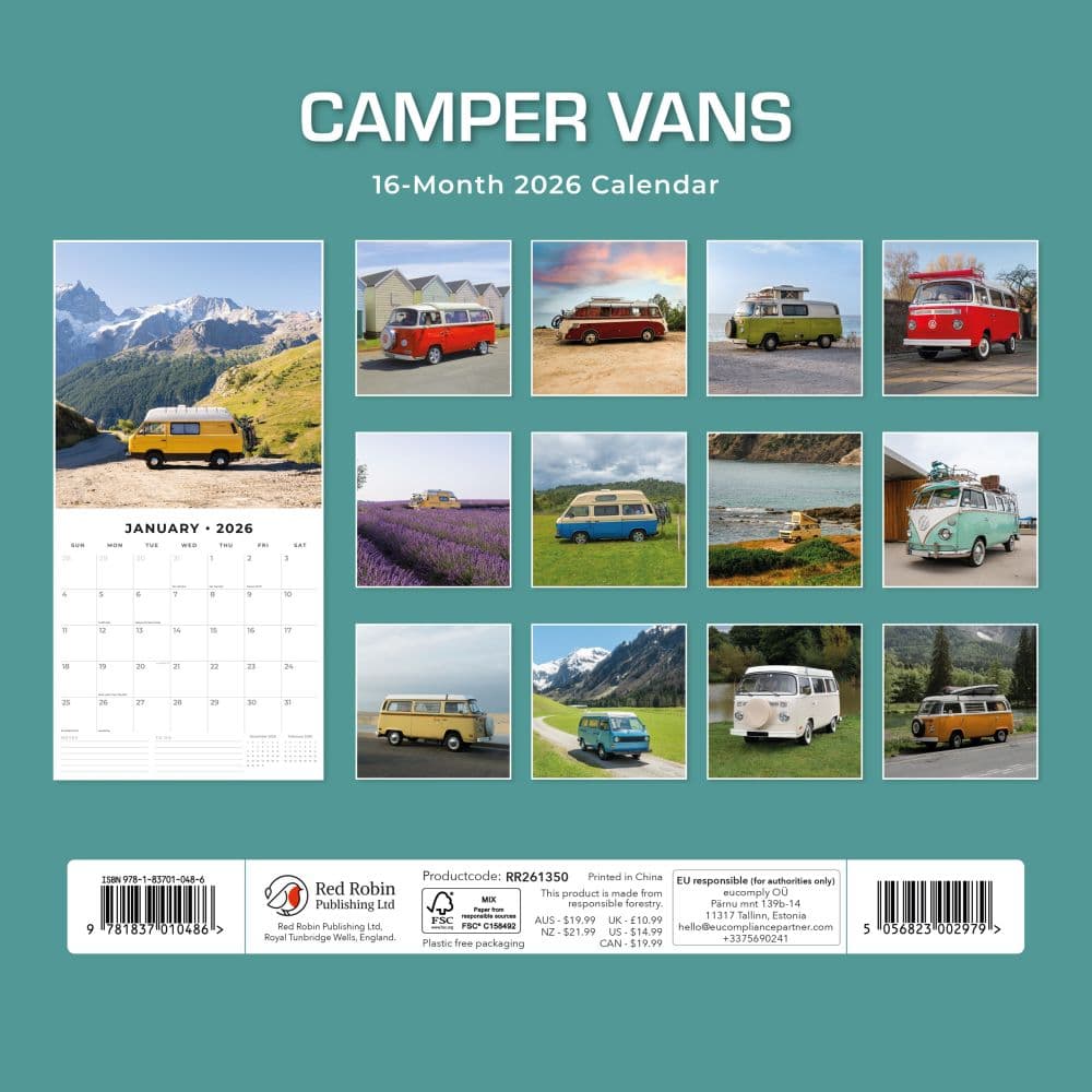 Camper Vans 2026 Wall Calendar First Alternate Image