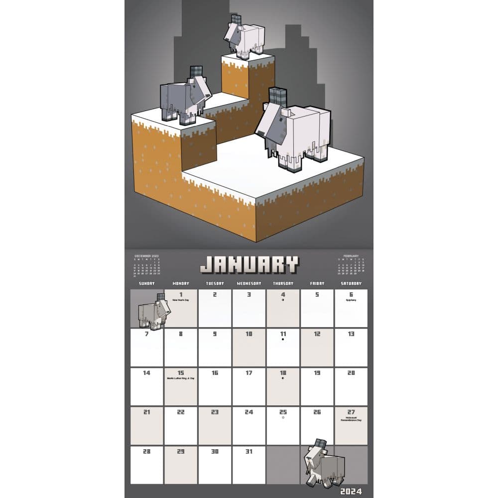 Minecraft Exclusive with Decal 2024 Wall Calendar