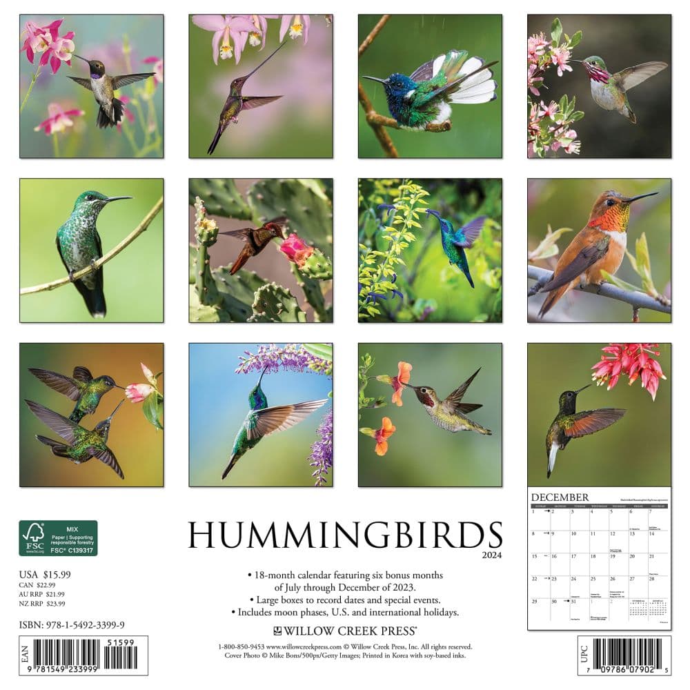 Hummingbirds 2024 Wall Calendar