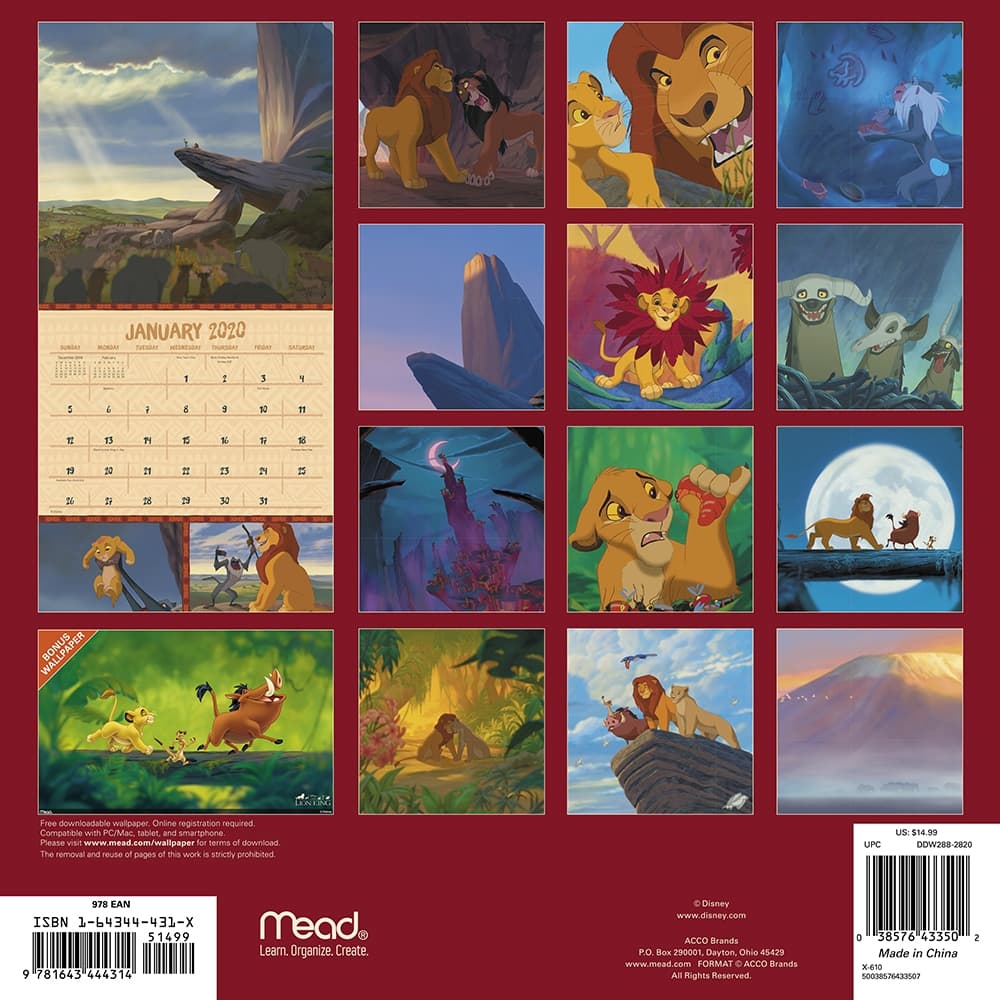 Lion King Wall Calendar