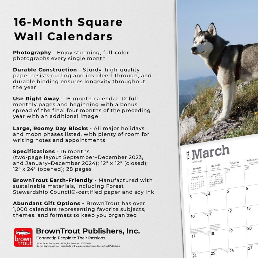 Siberian Huskies 2024 Wall Calendar Fourth Alternate Image width=&quot;1000&quot; height=&quot;1000&quot;