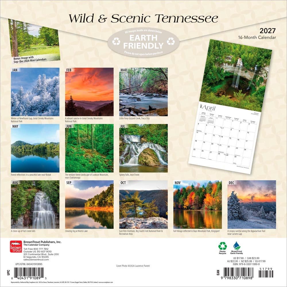 Tennessee Wild and Scenic 2027 Wall Calendar First Alternate Image