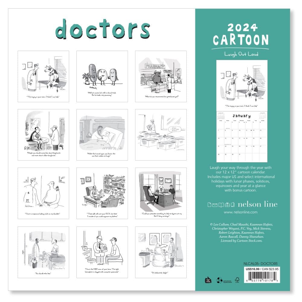 Doctors Cartoons 2024 Wall Calendar