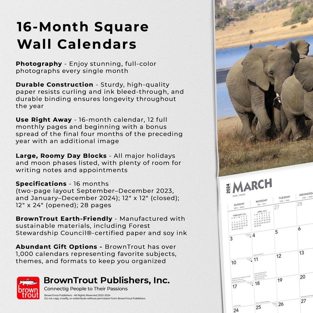 Elephants 2024 Wall Calendar Fourth Alternate Image width=&quot;1000&quot; height=&quot;1000&quot;