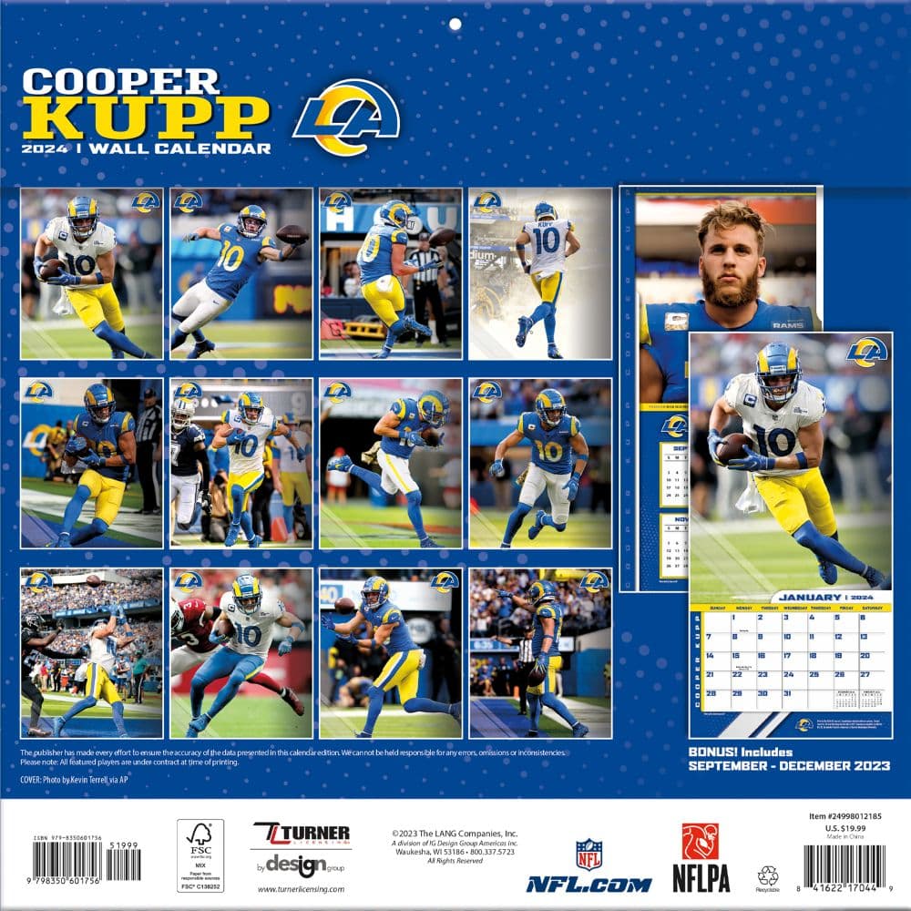 Los Angeles Rams Cooper Kupp 2024 Wall Calendar