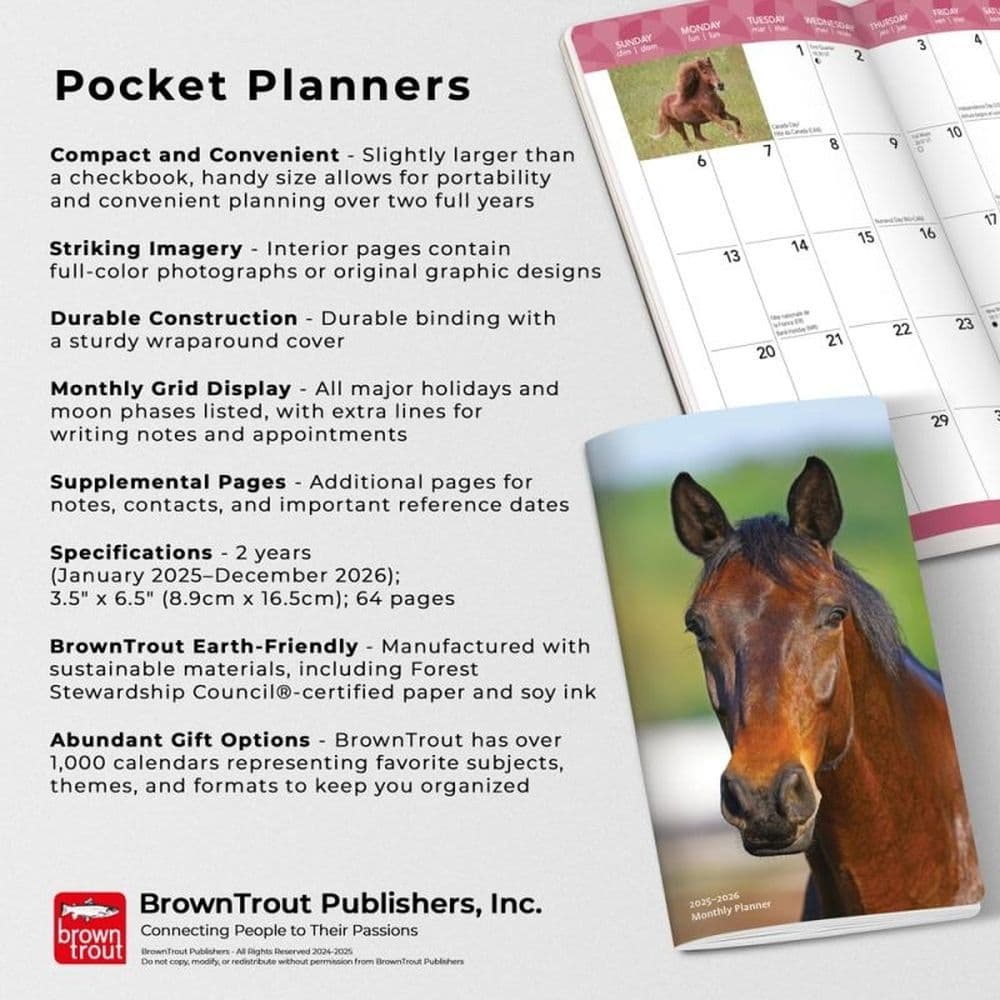 Horses Lovers 2 Year 2025 Pocket Planner Seventh Alternate Image