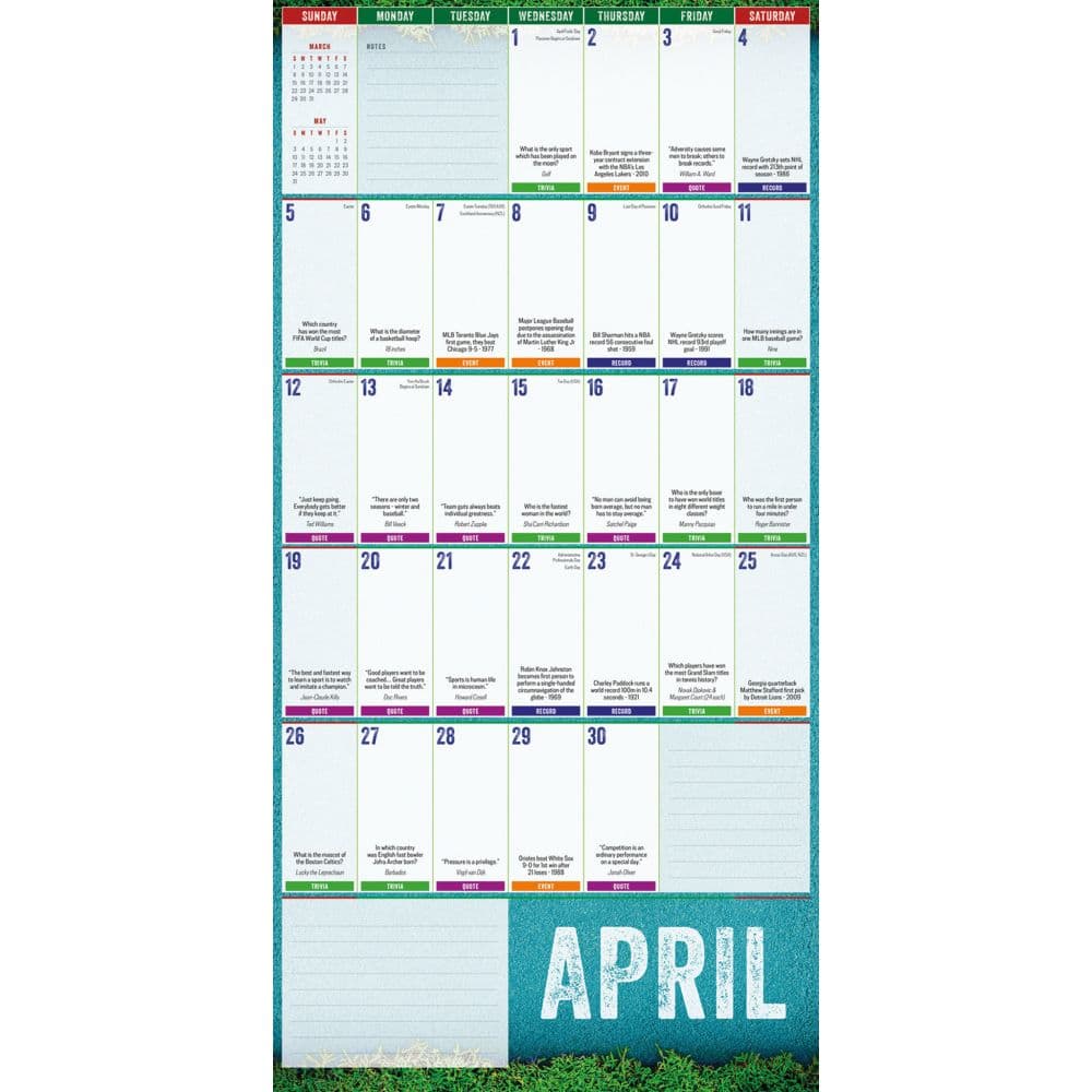 Sports Facts and Trivia 2026 Wall Calendar Second Alternate Image
