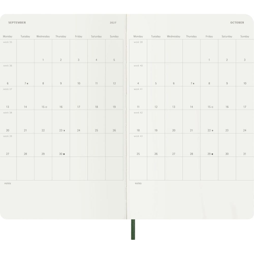 Moleskine Myrtle Green Soft Cover Large 2027 Daily Planner Third Alternate Image