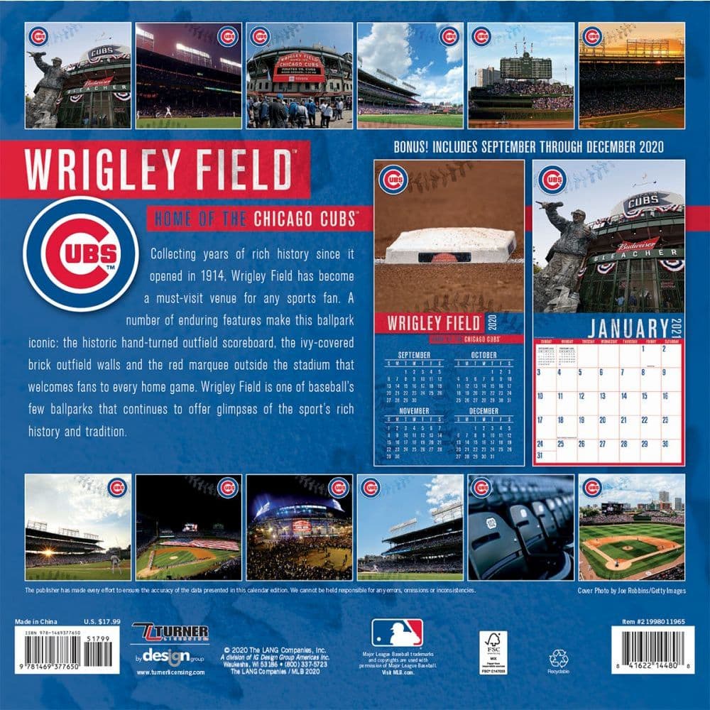 Chicago Cubs Wrigley Field Stadium Wall Calendar