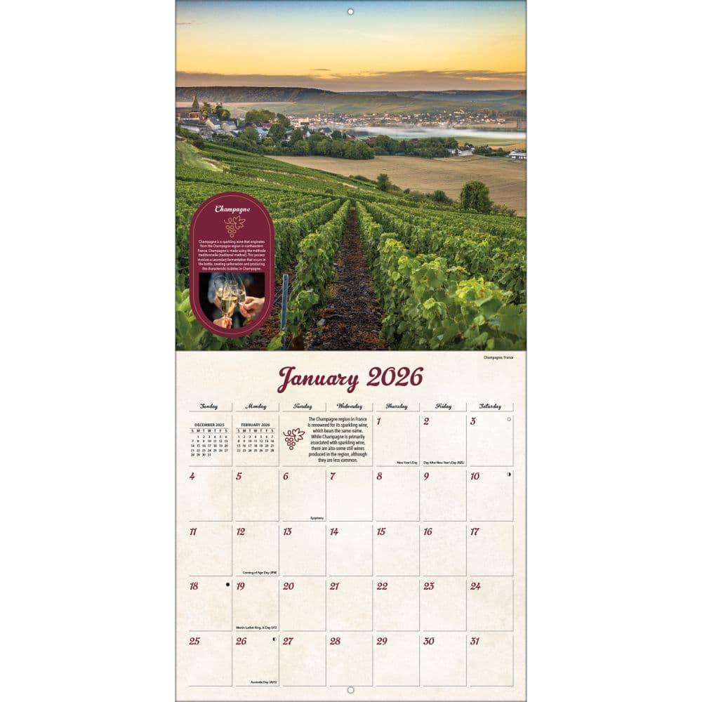 Wine Country Photo 2026 Wall Calendar Third Alternate Image