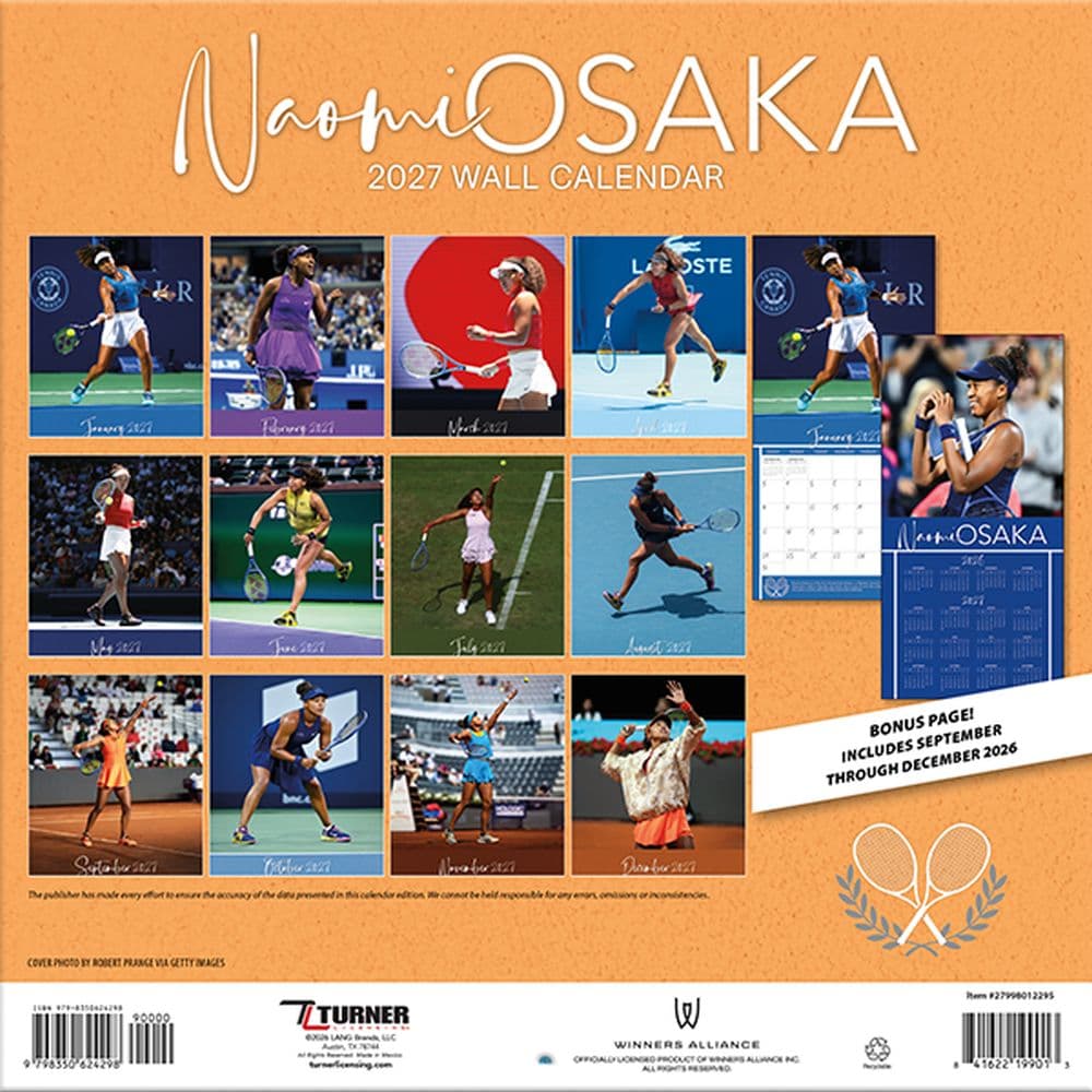 Naomi Osaka 2027 Wall Calendar First Alternate Image