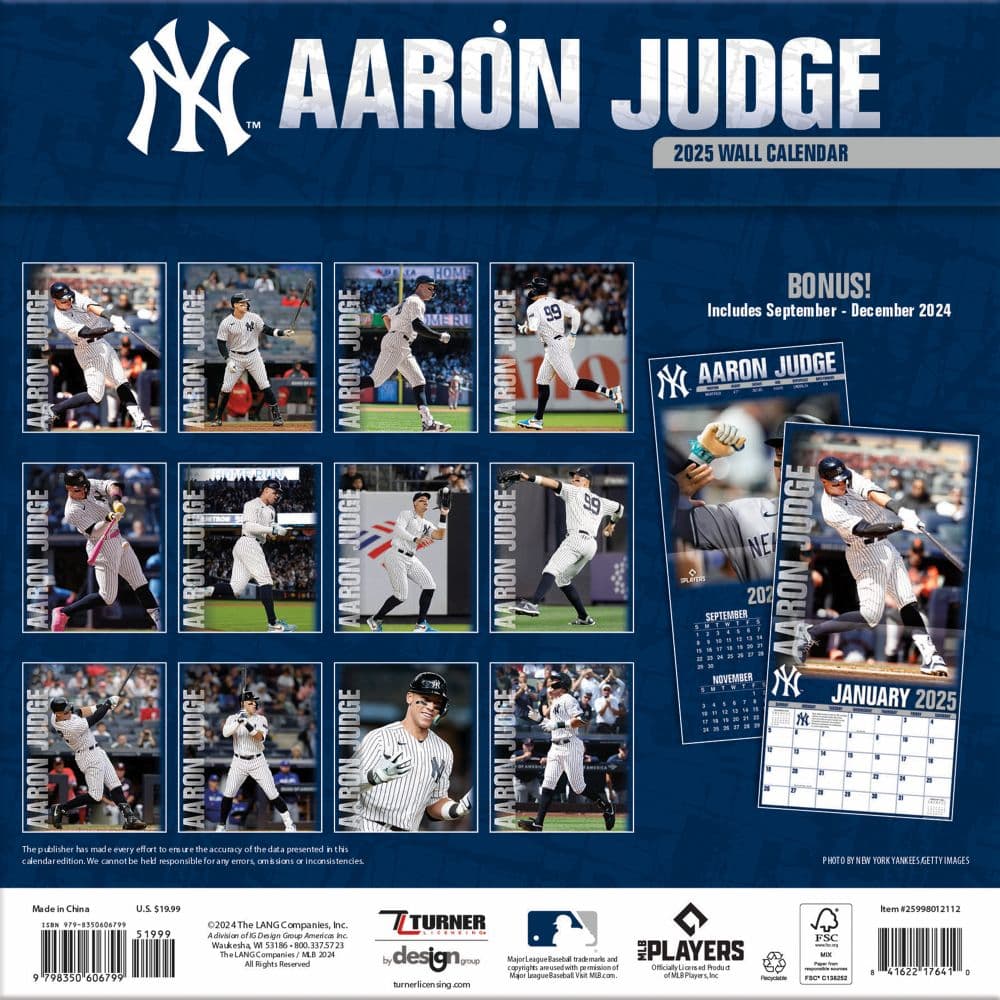 MLB Aaron Judge 2025 Wall Calendar First Alternate Image width=&quot;1000&quot; height=&quot;1000&quot;