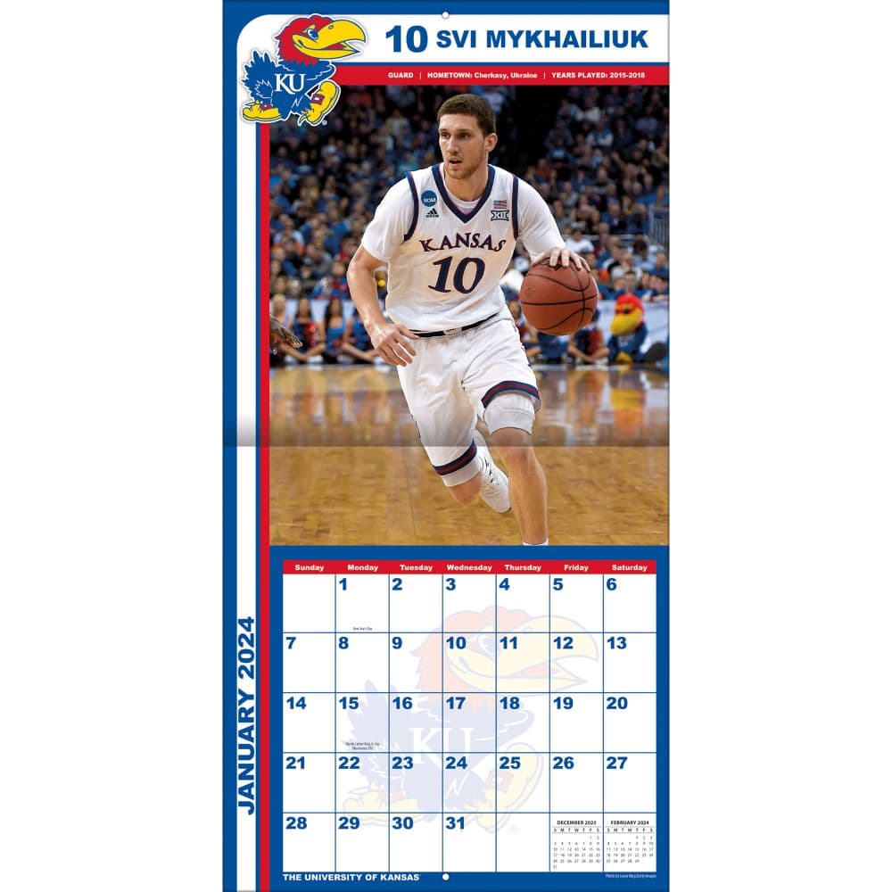 Kansas Jayhawks 2024 Wall Calendar
