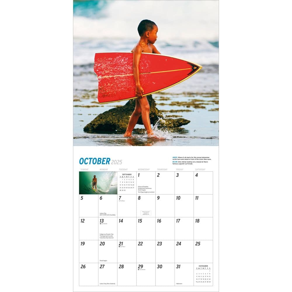 2025 Calendar January Mahina Surf