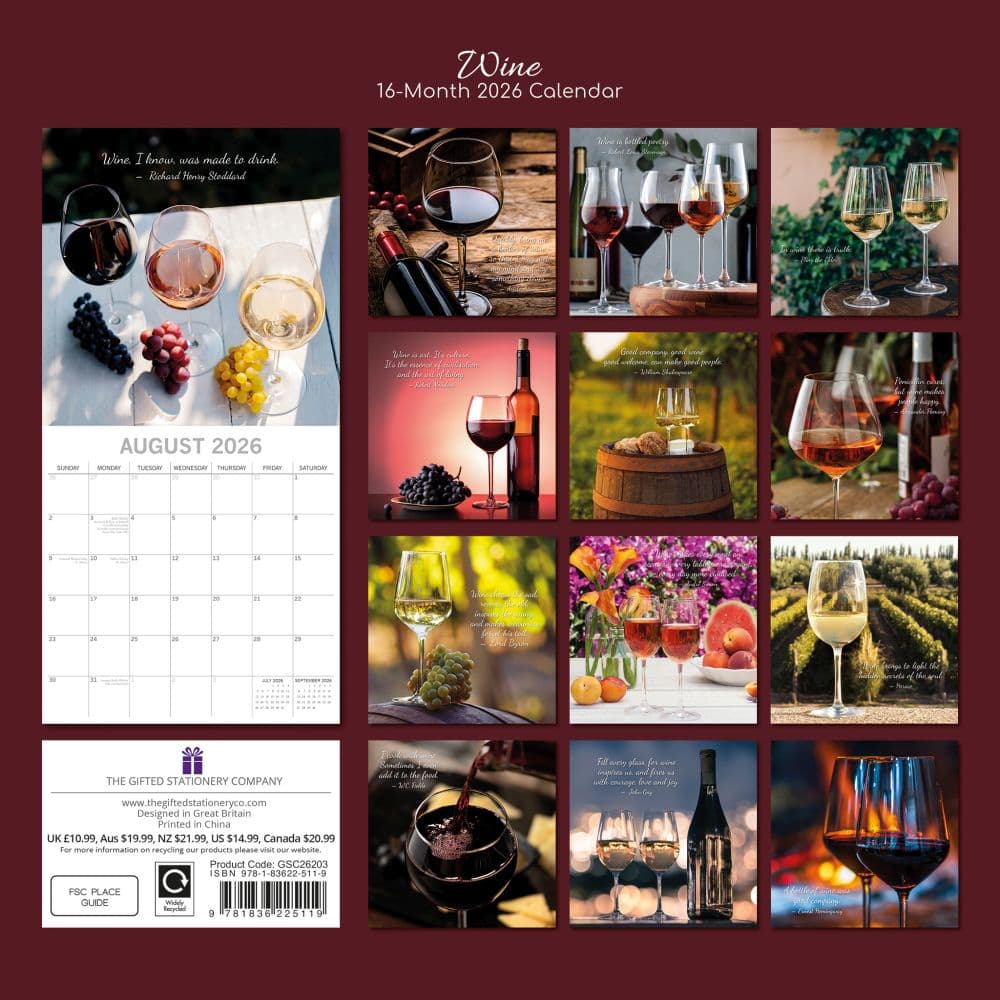 Wine 2026 Wall Calendar First Alternate Image