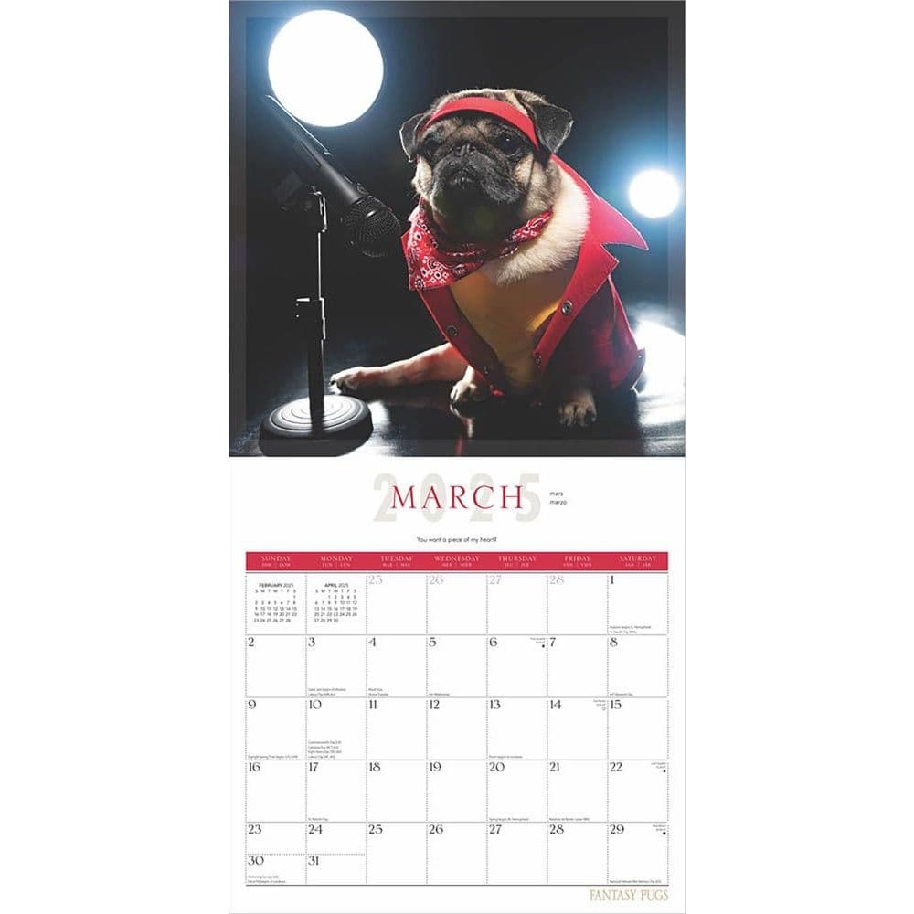 Fantasy Pugs 2025 Wall Calendar Second Alternate Image