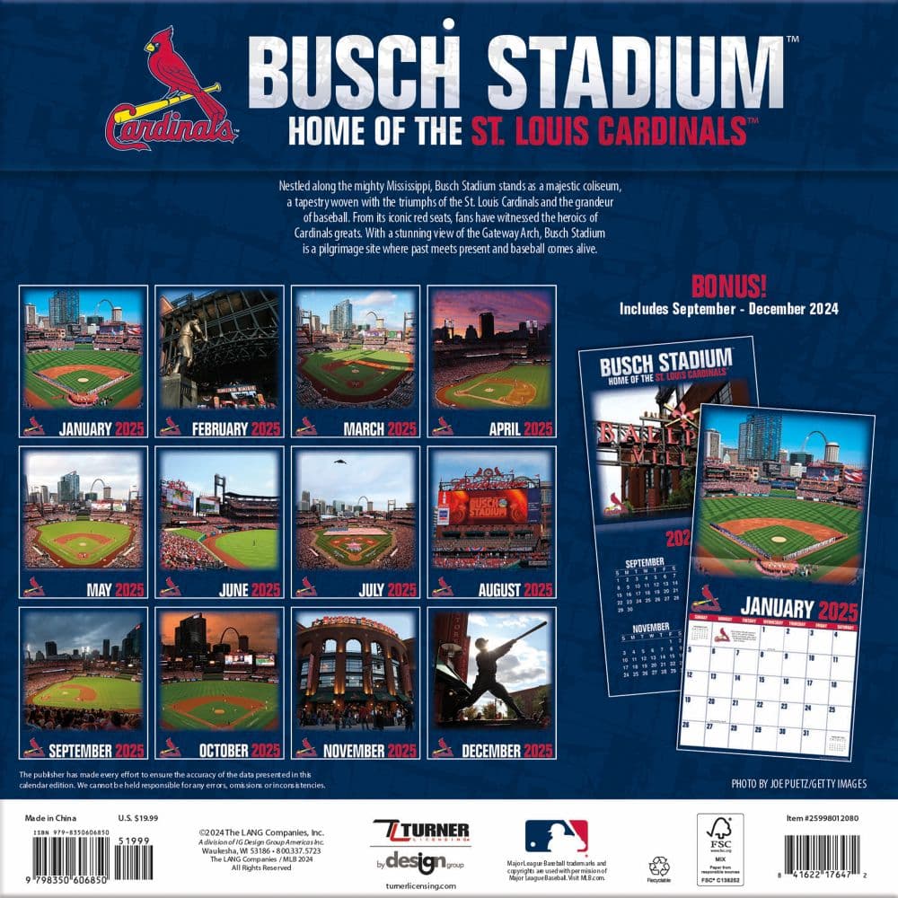 MLB Busch Stadium 2025 Wall Calendar First Alternate Image