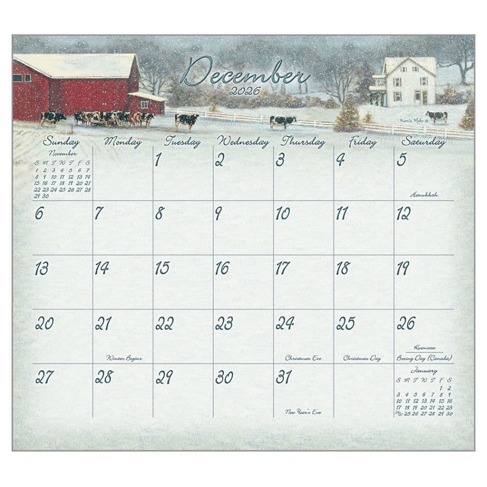 Cow Calendar by Bonnie Mohr 2026 Wall Calendar Third Alternate Image