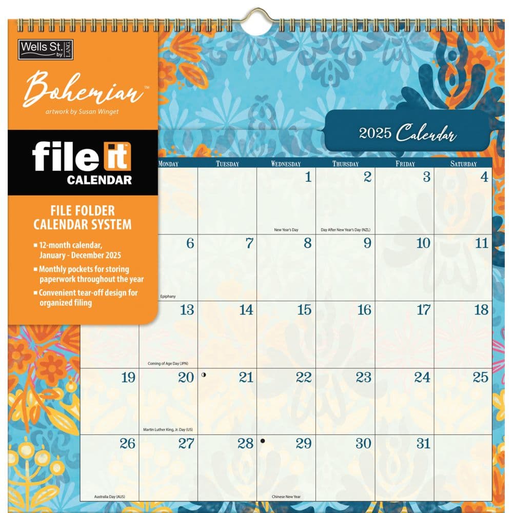 Bohemian by Susan Winget 2025 File It Wall Calendar