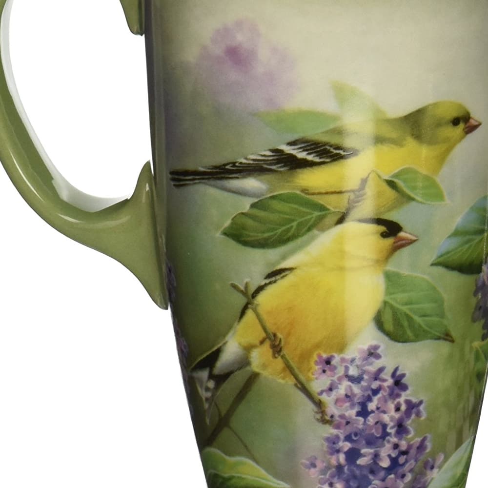 Goldfinches And Lilacs Latte Mug by Susan Bourdet Alternate Image 1