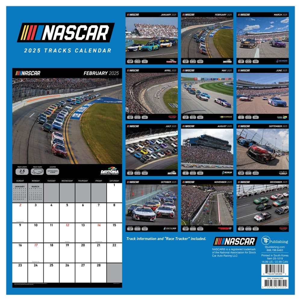 Nascar Tracks 2025 Wall Calendar First Alternate Image