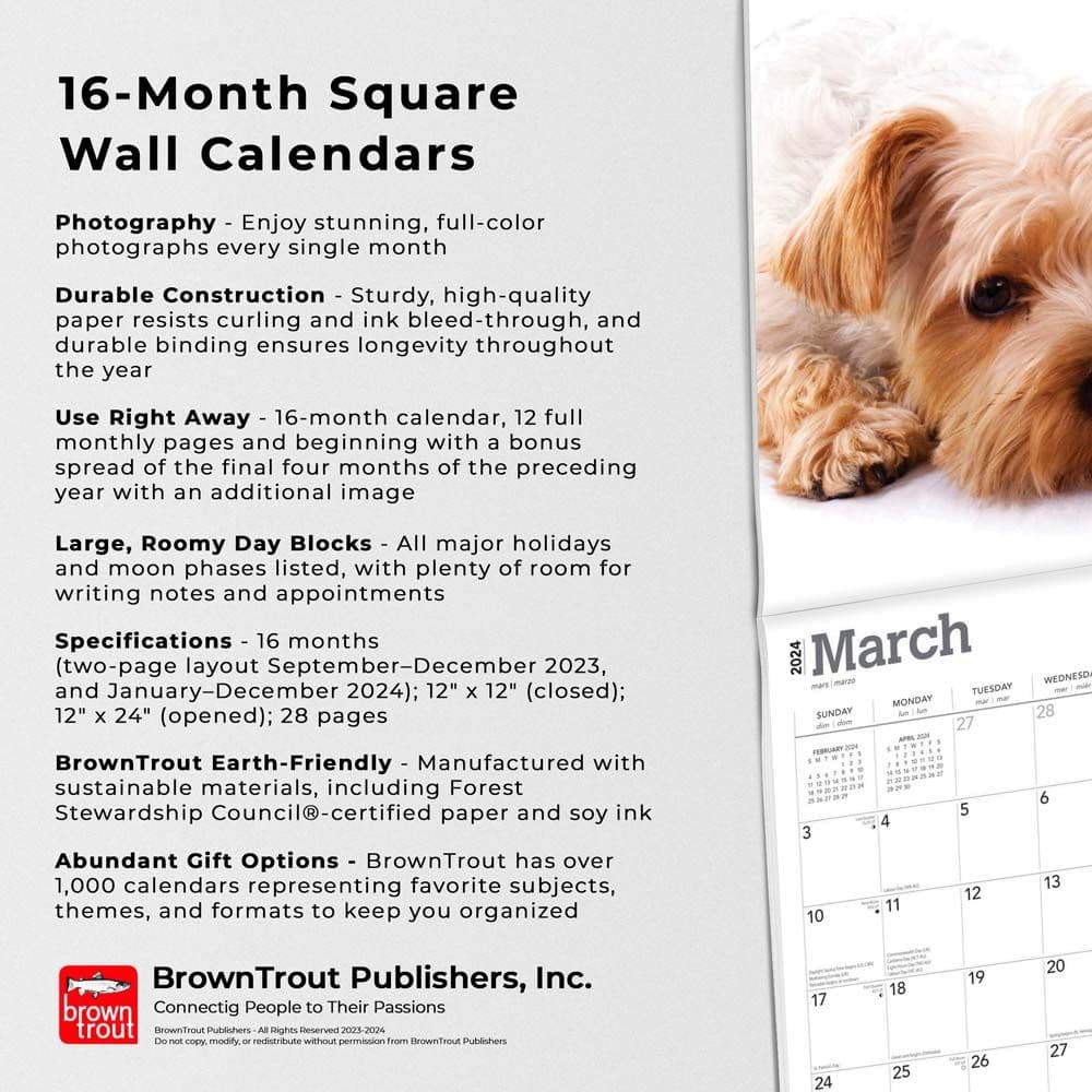Yorkshire Terriers 2024 Wall Calendar