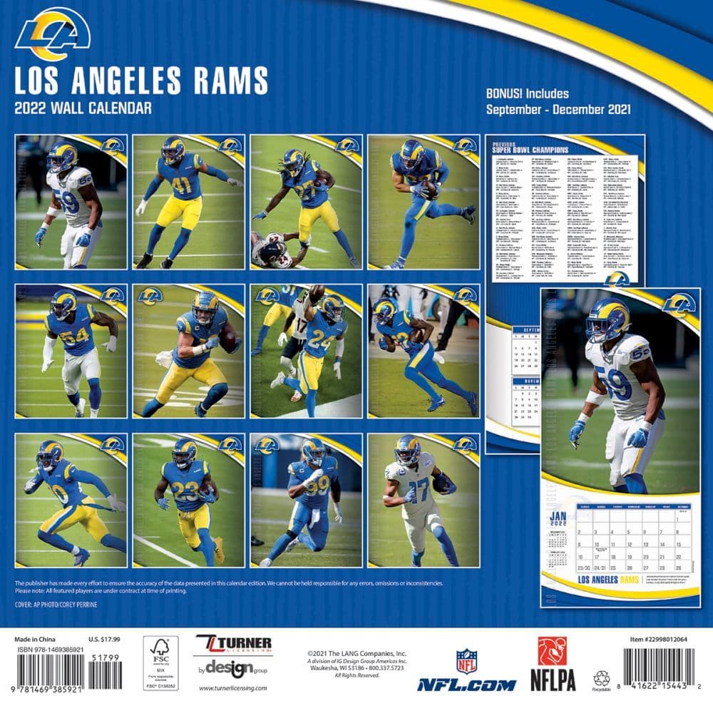 Rams Schedule 2022 Season Los Angeles Rams 2022 Wall Calendar - Calendars.com