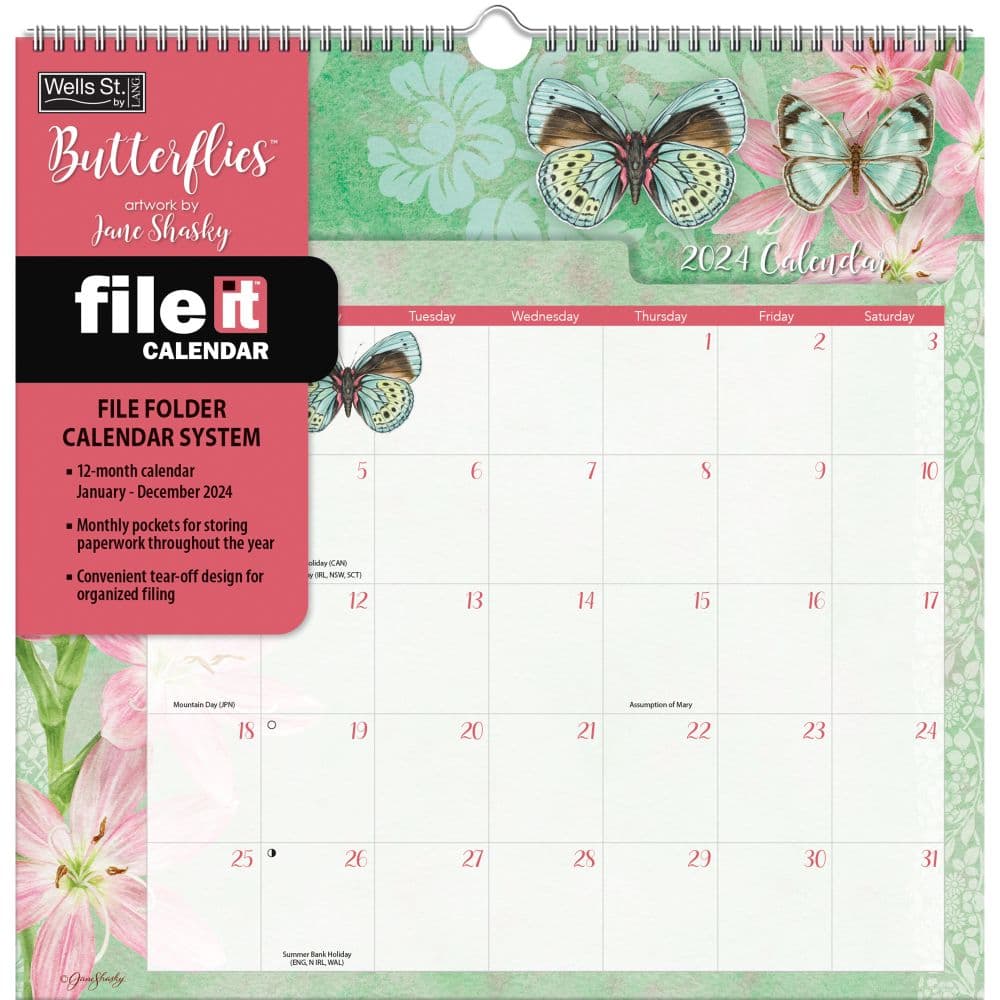 Butterflies File It 2024 Wall Calendar Main Image