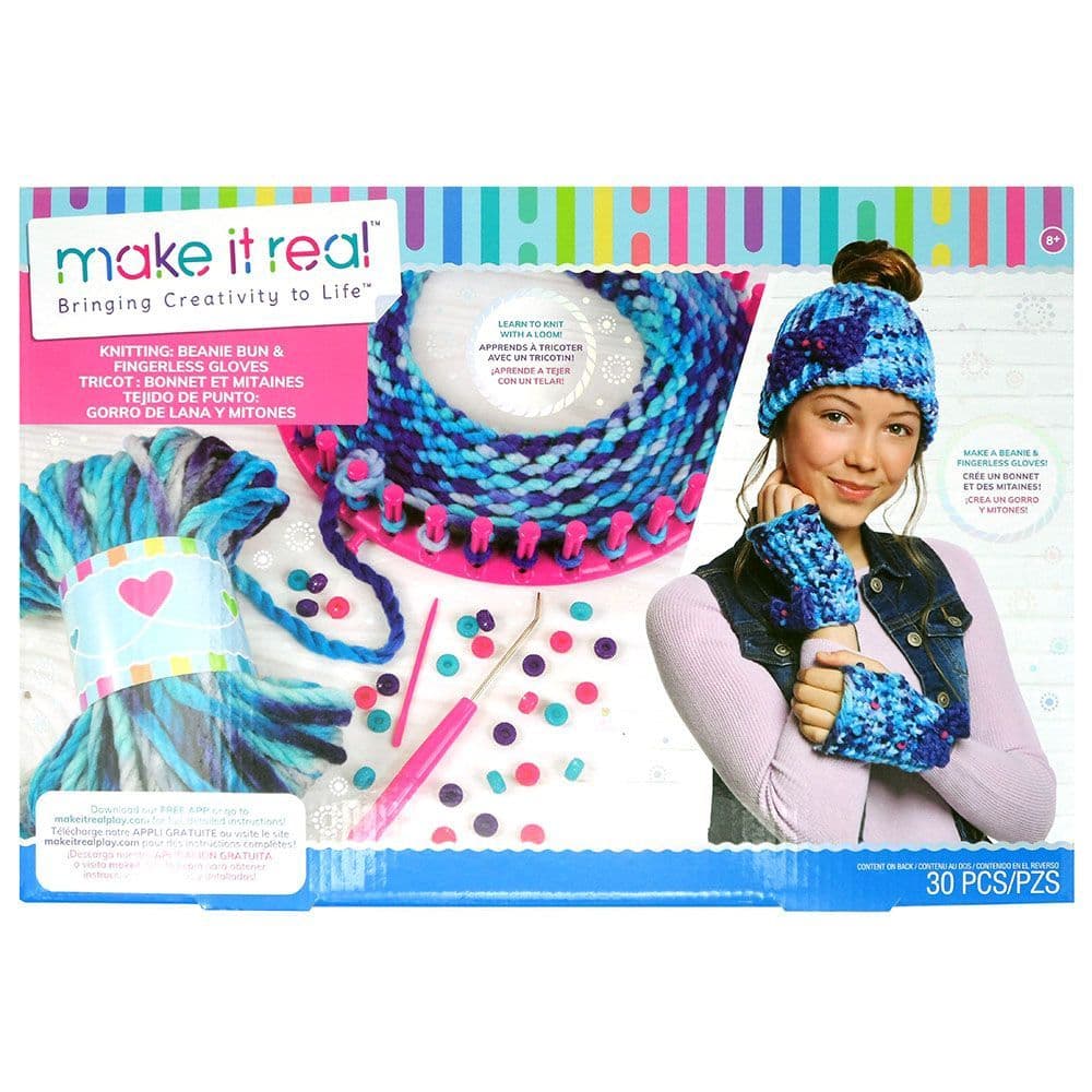 Make It Real Knitting Kit Beanie Bun And Gloves Main Image