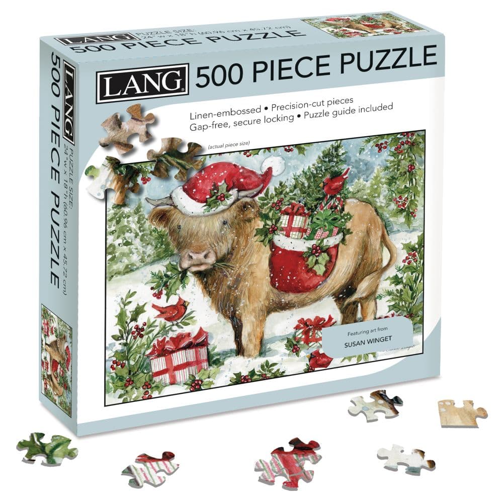 Holiday Highland Cow 500 Piece Puzzle Third Alternate Image
