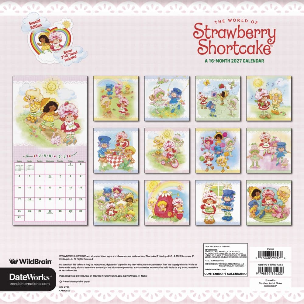 Strawberry Shortcake 2027 Wall Calendar First Alternate Image