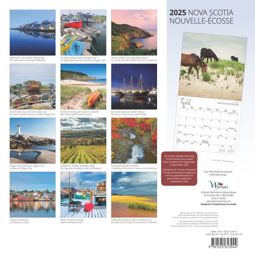 Nova Scotia 2025 Wall Calendar back cover