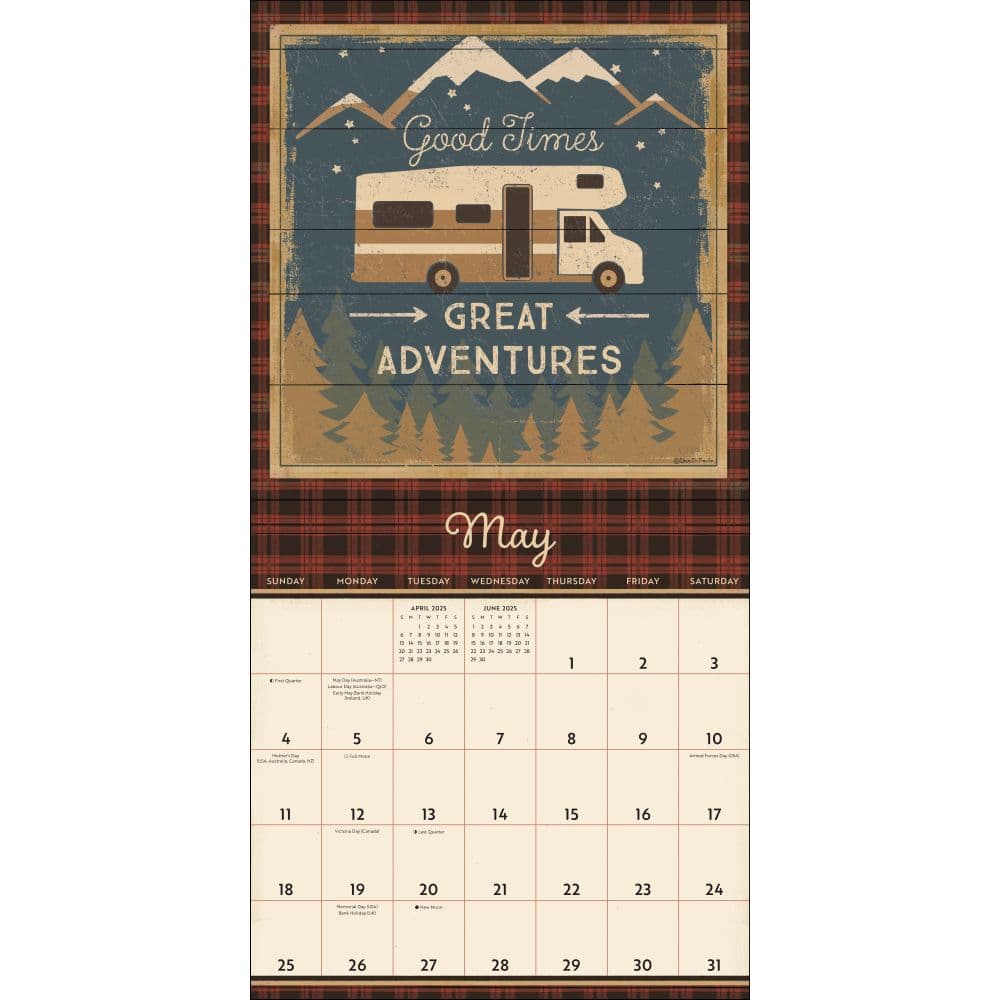 Happy Campers 2025 Wall Calendar