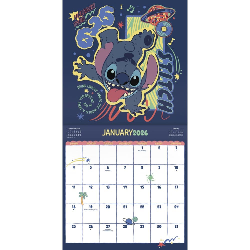 Disney Stitch 2026 Mini Wall Calendar Second Alternate Image
