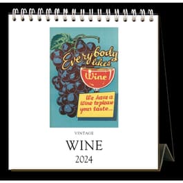 Vintage Wine 2024 Easel Desk Calendar