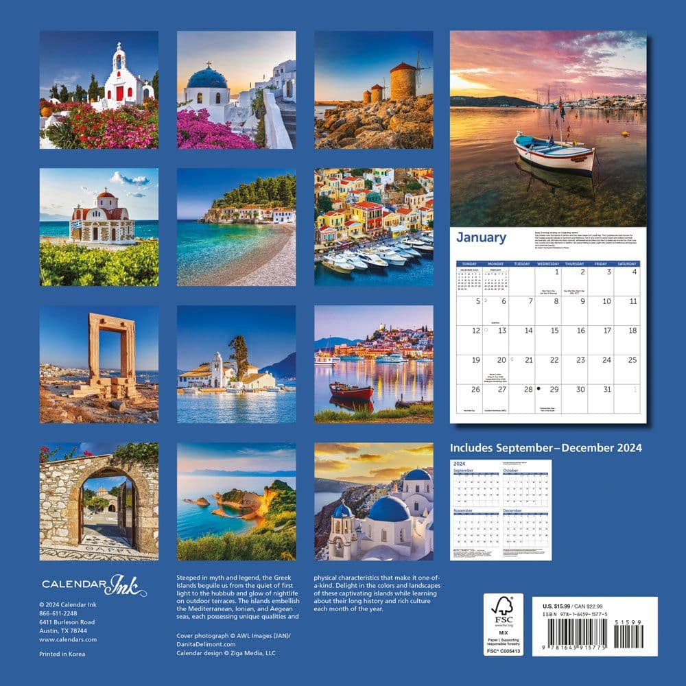 Greek Isles 2025 Wall Calendar First Alternate Image width=&quot;1000&quot; height=&quot;1000&quot;