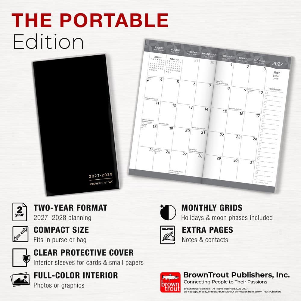 Black View Point 2027 2 Year Pocket Planner Fifth Alternate Image