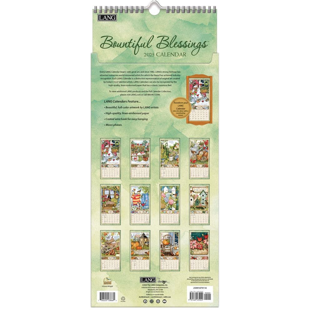 Bountiful Blessings 2025 Vertical Wall Calendar by Susan Winget