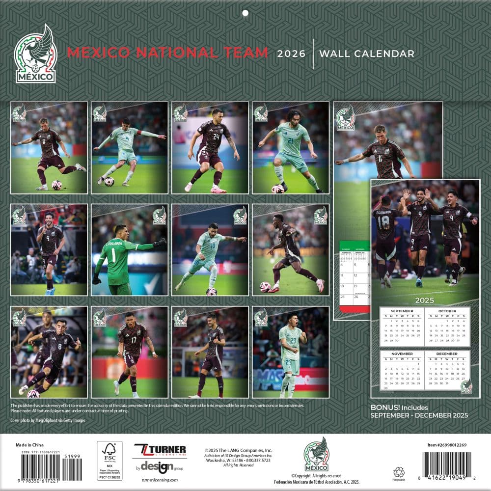 Mexican Soccer National Team 2026 Wall Calendar First Alternate Image