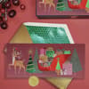 image Stylized Reindeer and Sleigh 8 Count Boxed Christmas Cards