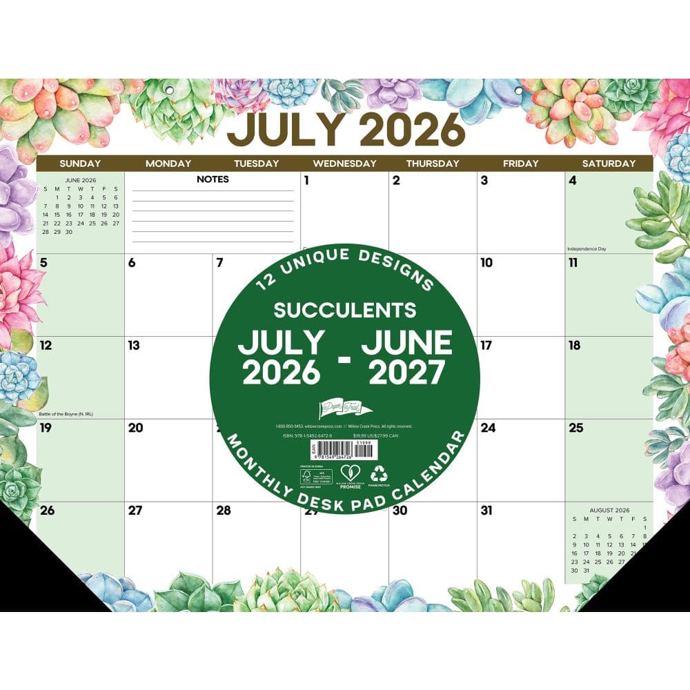 image Succulents Academic 2027 Monthly Desk Pad