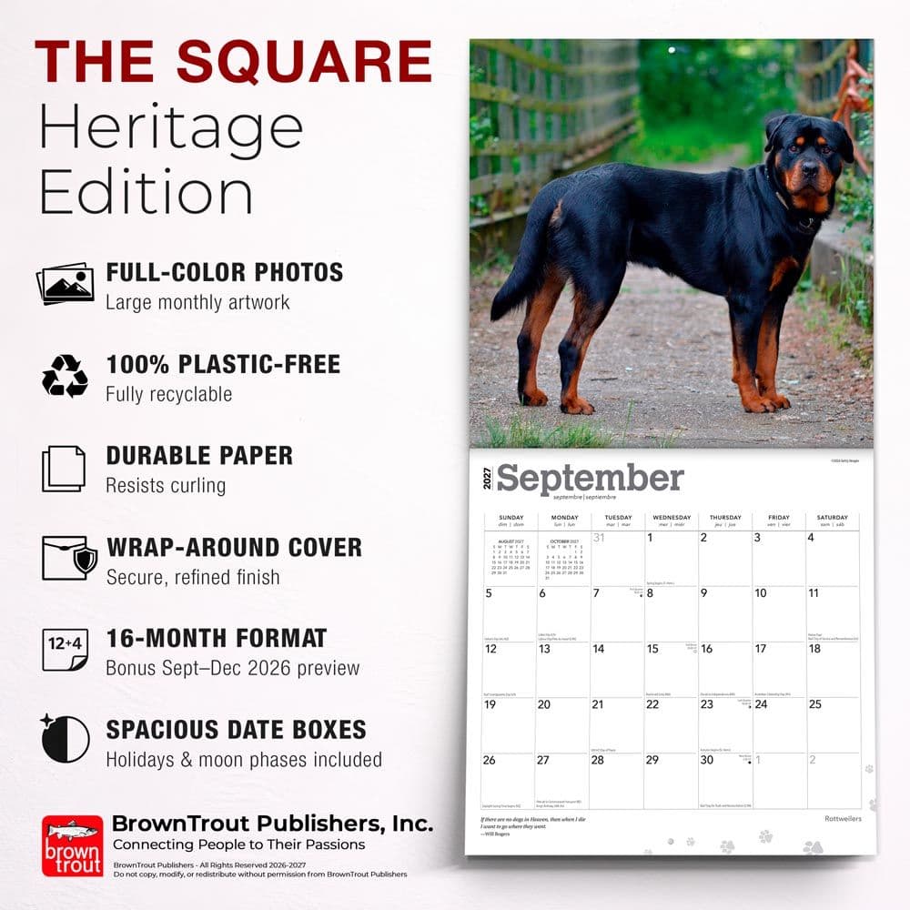 Rottweilers 2027 Wall Calendar Sixth Alternate Image