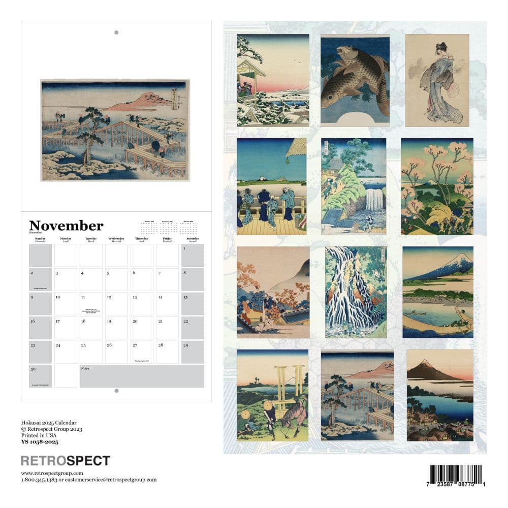 Hokusai Square 2025 Wall Calendar