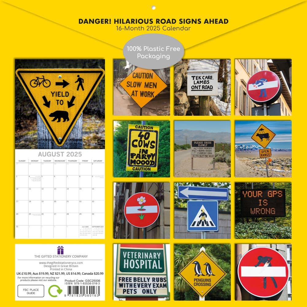 Hilarious Road Signs 2025 Wall Calendar