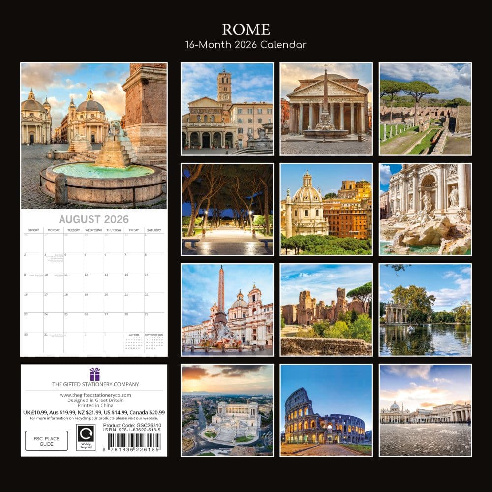 Rome 2026 Wall Calendar First Alternate Image